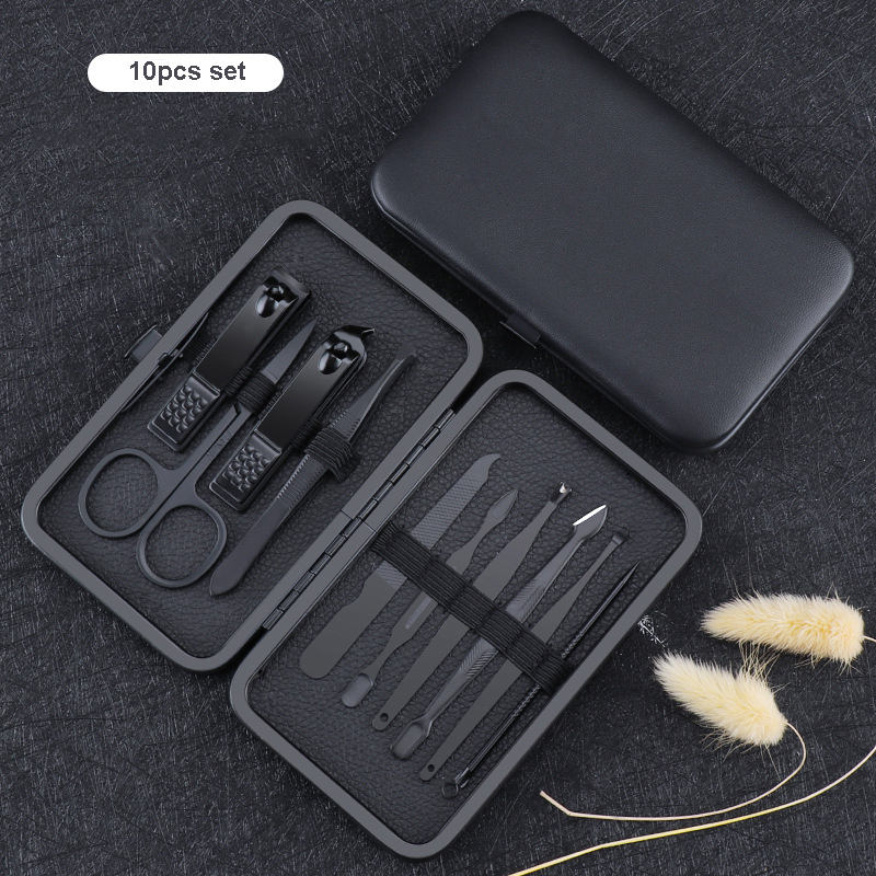 Black Color 18 16 12 10 7pcs Mani & Pedi Set