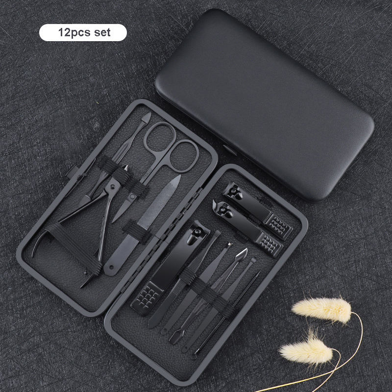 Black Color 18 16 12 10 7pcs Mani & Pedi Set