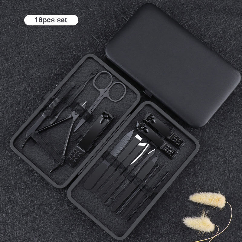 Black Color 18 16 12 10 7pcs Mani & Pedi Set
