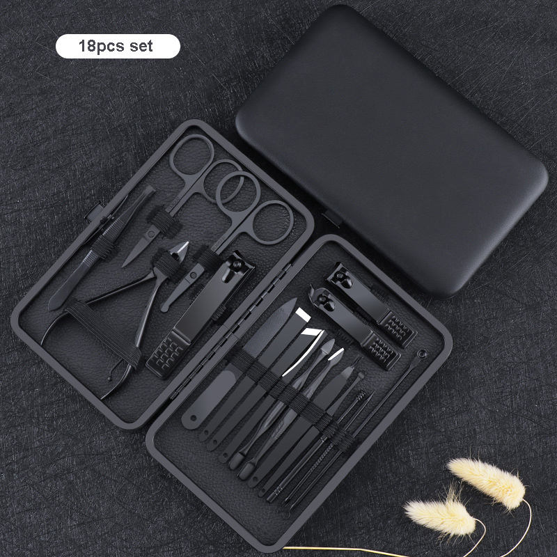 Black Color 18 16 12 10 7pcs Mani & Pedi Set